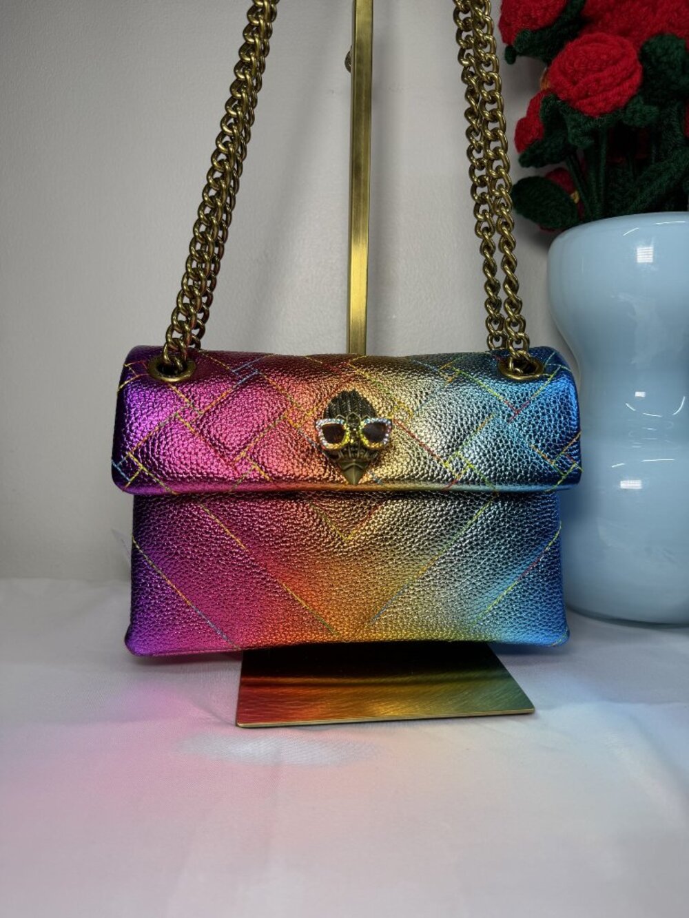Kurt Geiger Kensington Rainbow Quilted Leather Shoulder Bag With Eagle with Sung